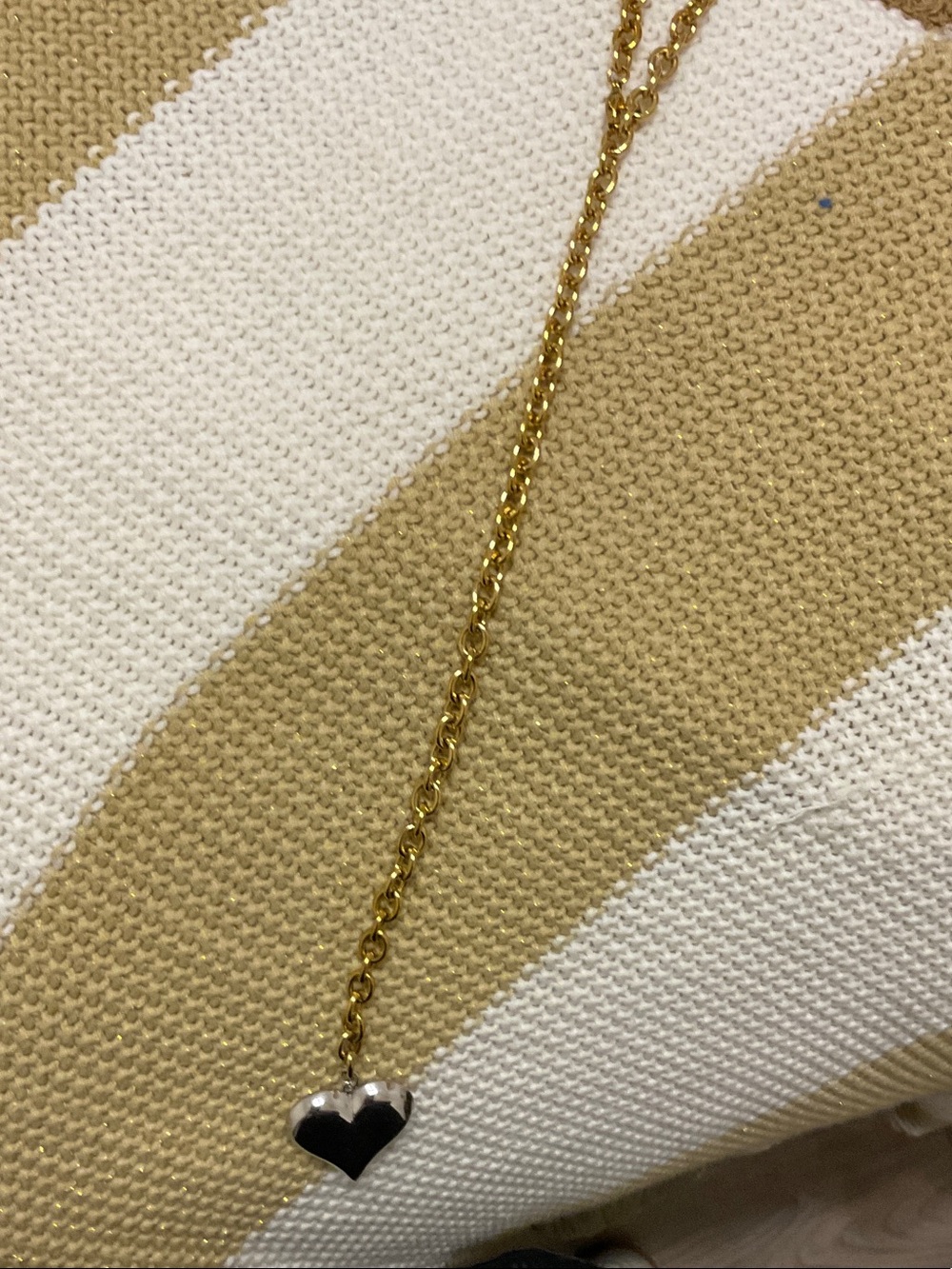 Gold Chain Necklace with silver Heart Charm
